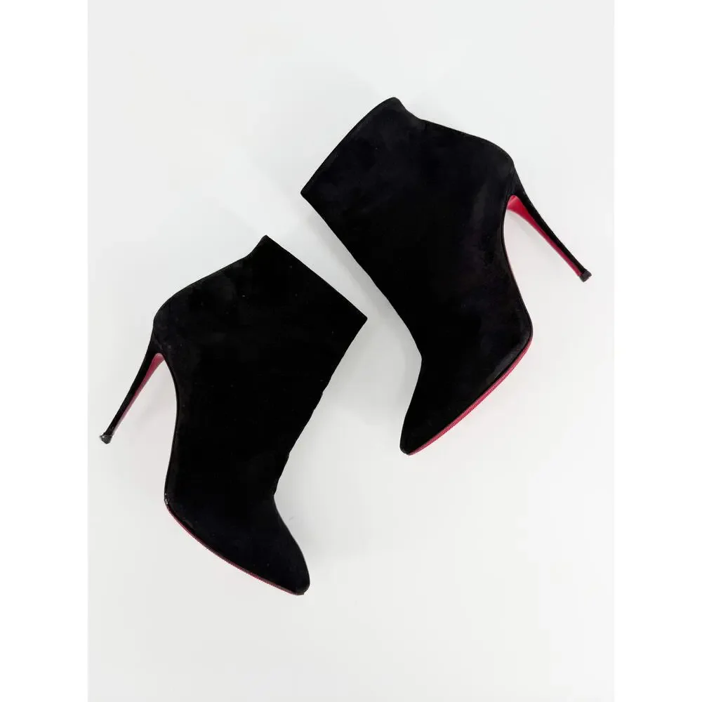Christian Louboutin Eloise Booty 100 Black Suede Ankle Boots Size 39 EU Box Bag